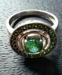 Кольцо с зелёными камнями 925 проба, photo number 2