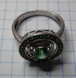 Кольцо с зелёными камнями 925 проба, фото №6