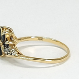 Винтажное миниатюрное золотое (10к) кольцо с натуральными сапфирами и бриллиантами, фото №6