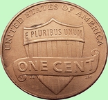 145.USA 1 cent, 2013. Lincoln Cent Without the mark of the monument. Shield, photo number 2