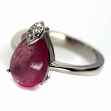 Кольцо серебряное 925 натуральный розовый рубин, цирконий. Р-17.25, фото №3