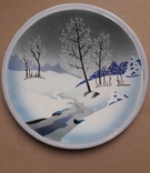 Настенная тарелка "Зима", ручная роспись, Буды, 50-е года - 27 см., фото №2