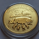 Золотая монета Год Свиньи.Британия 2019 г. Золото 1 OZ., фото №4