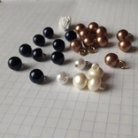 Маленькие пуговицы гирьки грибки, 24 шт под жемчуг синий белый бронзовый, фото №5
