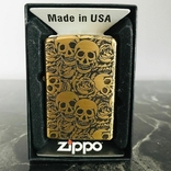 Бензиновая зажигалка Zippo Skull Gold новая в коробке, фото №2