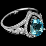 Кольцо серебряное 925 натуральный голубой топаз (SKY BLUE), цирконий. Р-16.5, фото №3