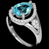 Кольцо серебряное 925 натуральный голубой топаз (SKY BLUE), цирконий. Р-16.5, фото №4