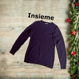 Insieme Кашемировый 100% Женский теплый свитер с V вырез фиолетовый/сливовый 40, фото №3