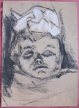 Соцреализм. Рисунок с натуры. Портрет спящей девочки, карандаш, 1970-е, фото №3