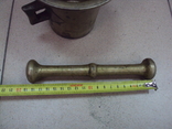 Mortar with pestle bronze height 11.2 cm, diameter 12.3 cm, pestle length 18.5 cm, photo number 8