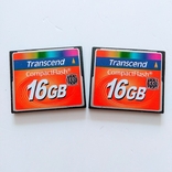 Карта памяти 16 GB 133x, Transcend Compact Flash, 2 шт, фото №2