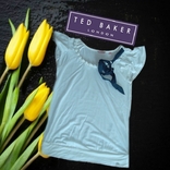 Ted Baker Красивая стильная женская футболка шелк+tencel лиоцел бело/молочная/синяя, фото №4