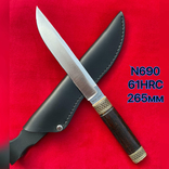 Нож Норвег Ручная Авторская Работа Бронза N690 61HRC 265мм, фото №7