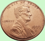 4.U.S. 1 cent, 1999 Lincoln Cent. Mondvor Mark: "D" - Denver, photo number 2