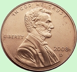 4.U.S. 1 cent, 2008 Lincoln Cent. Mondvor Mark: "D" - Denver, photo number 2