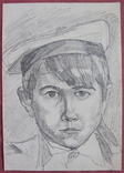 Соцреализм. Портрет морячка, карандаш. Рисунок с натуры, 1970-е, фото №3