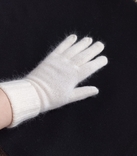 Ангора теплые женские перчатки молочного цвета, фото №4