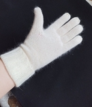 Ангора теплые женские перчатки молочного цвета, фото №5