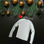 Fabiani Шерстяной теплый женский свитер молочный в косы, фото №3