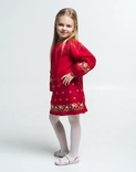 Сукня для дівчинки Трояндочки з льону, зріст 122-140, червоного кольору, фото №3