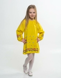 Сукня для дівчинки Трояндочки з льону, зріст 122-140, жовтого кольору, фото №4