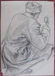 Соцреализм. Следователь при исполнении, карандаш. Рисунок с натуры, 1970-е, фото №3
