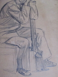 Соцреализм. Портрет юного охотника, карандаш. Рисунок с натуры, 1970-е, фото №5