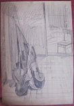 Соцреализм. Перед субботником, карандаш. Рисунок с натуры, 1970-е, фото №3