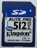 Карта памяти Kingston Elite Pro SD Memory Card (512 Mb) Тайвань, фото №2