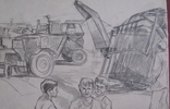 Соцреализм. Пацаны на уборке урожая, карандаш. Рисунок с натуры, 1970-е, фото №6