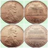 169.U.S. dwie monety 1 cent, 2000.Lincoln Cent bez i ze znakiem pomnika: "D" - Denver, numer zdjęcia 2