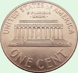 169.U.S. two coins of 1 cent, 2000.Lincoln Cent without and with the mark of the monument: "D" - Denver, photo number 6