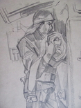 Соцреализм. Будни пожарного, карандаш. Рисунок с натуры, 1970-е, фото №4