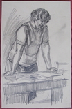 Соцреализм. Учительница, карандаш. Рисунок с натуры, 1970-е, фото №3