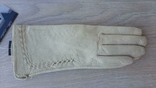 Женские демисезонные кожаные перчатки vicini (топленое молоко), фото №2