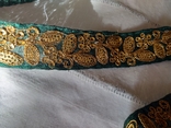 Тесьма зеленая золотая вышивка, фото №4