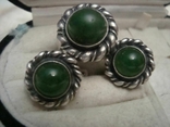  Set of earrings Ring Stone Jade Silver 925 No. 287, photo number 2