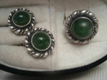  Set of earrings Ring Stone Jade Silver 925 No. 287, photo number 4