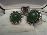  Set of earrings Ring Stone Jade Silver 925 No. 287, photo number 7