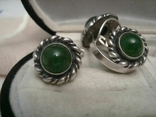  Set of earrings Ring Stone Jade Silver 925 No. 287, photo number 8