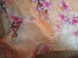 Парео Шелк+ вискоза Красивый палантин абрикосовый в цветы, фото №7