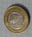 Монета 1 евро Греция Сова штемпельный блеск, photo number 5