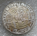 50 сантимов 1882 г. Гаити, серебро, фото №3