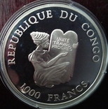 1000 франков, 2003 год, Конго, Джеймс Кук - серебро, фото №5