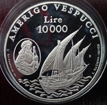 10.000 лир,Сан-Марино, 1995 год, "Америго Веспуччи" - серебро, фото №2