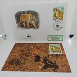 Конверт с открыткой wwf Postes Lao 1984 тигр 1, фото №2