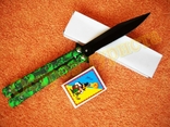 Нож-балисонг Bench Scull Green (нож-бабочка), фото №3