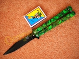 Нож-балисонг Bench Scull Green (нож-бабочка), фото №4