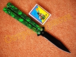 Нож-балисонг Bench Scull Green (нож-бабочка), фото №5