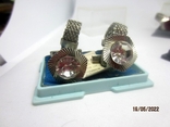 Metal cufflinks "Effect" with a check, in the original packaging, USSR, photo number 4